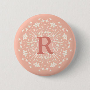 Aangepast roze Initiaal Ronde Button 5,7 Cm