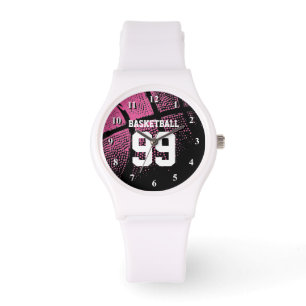 Aangepast roze meisjes basketbal shirt nummer horl horloge