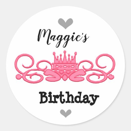 Aangepast roze ontwerp ronde sticker (Voorkant)