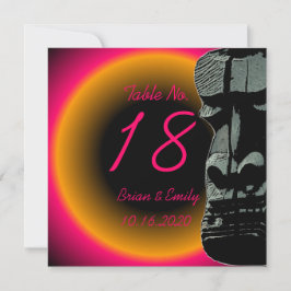 Aangepast roze oranje tiki-hoofdtafel huwelijkskaa kaart