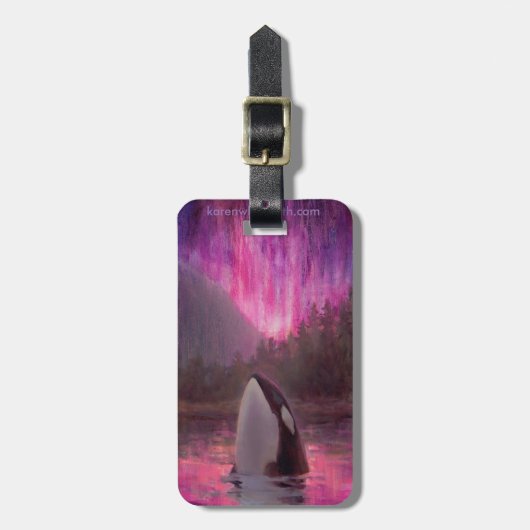 Aangepast roze Orca Killer Whale Bagagelabel (Voorkant verticaal)