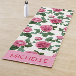 Aangepast roze roos bloemmotief yogamat