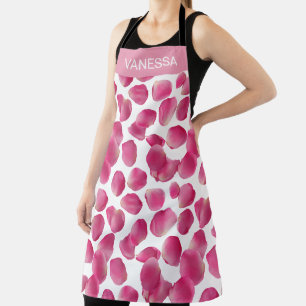 Aangepast Roze Rozenblaadjes Patroon Schort
