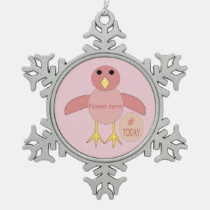 Aangepast roze sierlijk meisje tin sneeuwvlok ornament