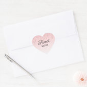 Aangepast roze strooisel hart sticker (Envelop)