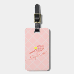 Aangepast roze tennismonogram bagagelabel