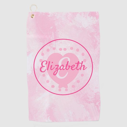 Aangepast roze Waterverf - Monogram voor harternaa Golfhanddoek (Voorkant)