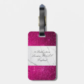 Aangepast roze witte glitter afdrukken bagagelabel (Achterkant verticaal)