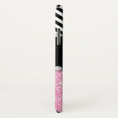 Aangepast roze zwart-wit met glitter Case-Mate iPhone case (Achterkant / rechts)