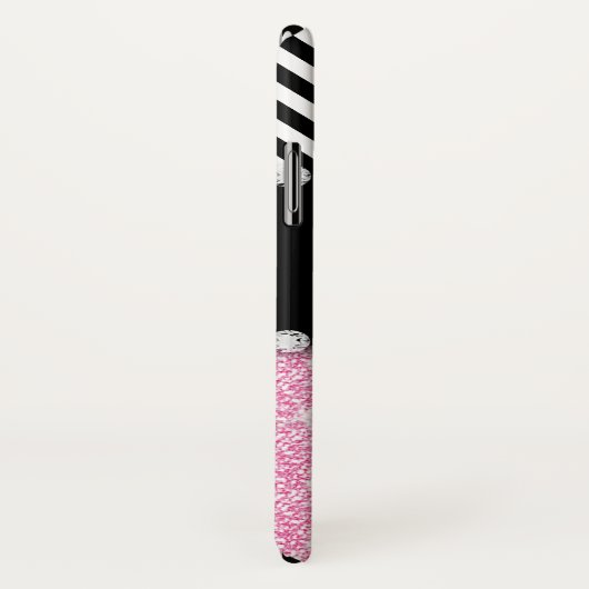 Aangepast roze zwart-wit met glitter Case-Mate iPhone case (Achterkant / rechts)