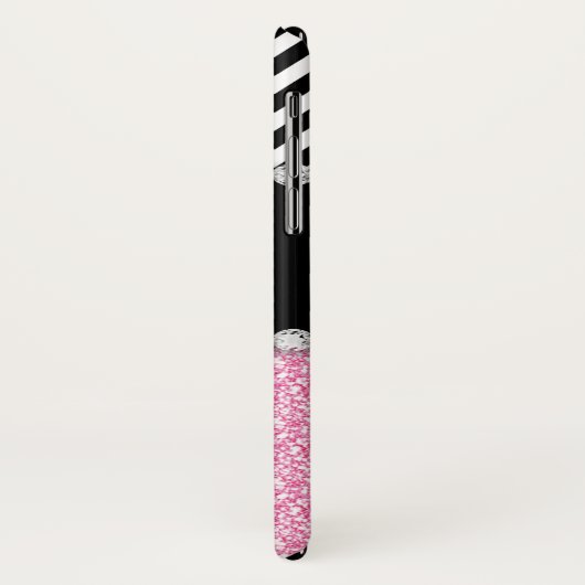 Aangepast roze zwart-wit met glitter Case-Mate iPhone case (Achterkant/links)