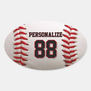 Aangepast rugnummer en naam Baseballspeler ontwerp Ovale Sticker