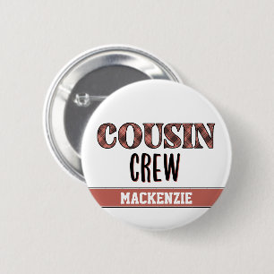 Aangepast ruitpatroon neef bemanning neef squad ronde button 5,7 cm