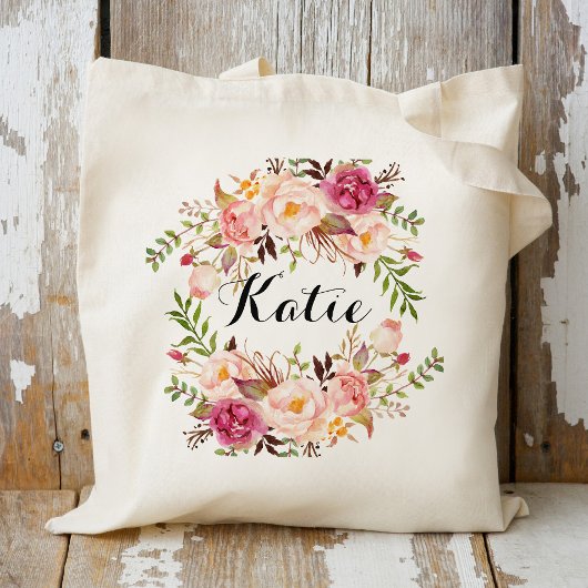 Aangepast Rustic Floral Braidsmaid Tote Bag