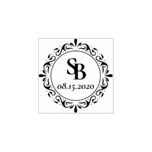 Aangepast Rustiek Monogram Huwelijk Rubberstempel