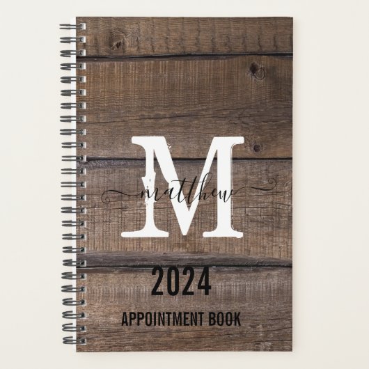 Aangepast Rustiek Monogram Script Afsprakenboek Planner (Voorkant)