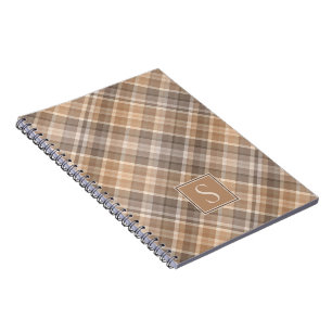 Aangepast Rustieke Neutrale Streep Gingham Patroon Notitieboek