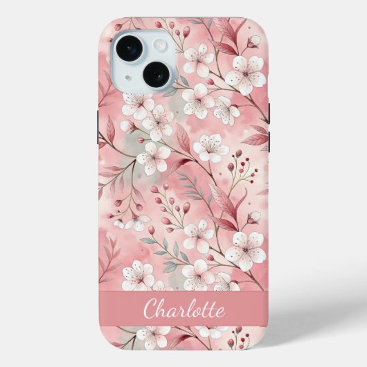 Aangepast Sakura Bloemmotief Roze Case-Mate iPhone Case (Achterkant)