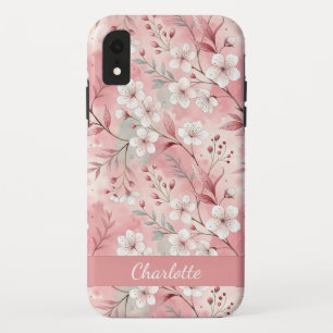 Aangepast Sakura Bloemmotief Roze iPhone XR Hoesje