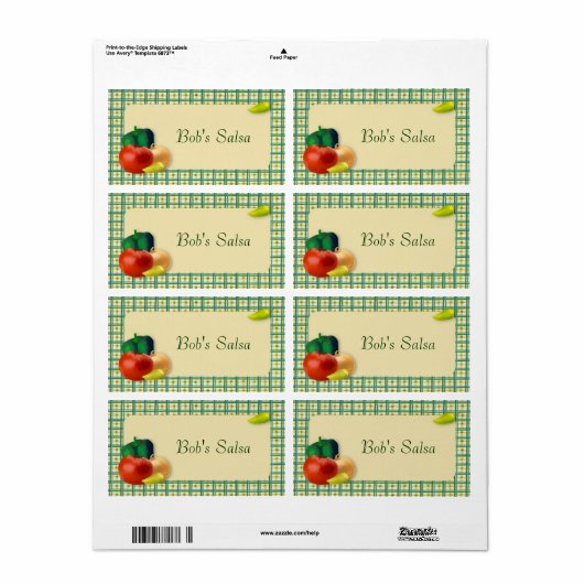 Aangepast salsa-label etiket (Full Sheet)