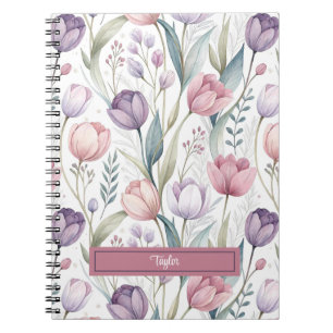 Aangepast Scandinavisch Tulp Bloempatroon Notitieboek