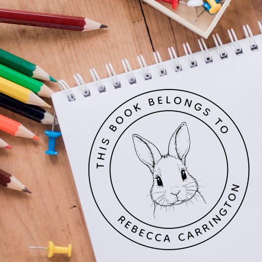 Aangepast Schattige konijn Dit boek hoort bij de n Zelfinktende Stempel