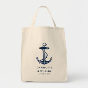 Aangepast scheepsanker strand bruiloftssieraden tote bag