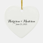 Aangepast script Couple Name Date Wedding Keramisch Ornament (Voorkant)