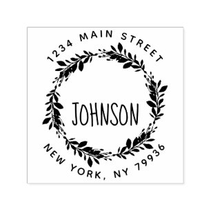Aangepast script Familienaam Ronde retour Adres RU Zelfinktende Stempel