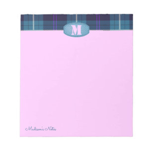 Aangepast script geplakt Tartan Jeans Monogram Roz Notitieblok
