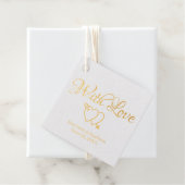 Aangepast script gouden harten Weddenschap Bedankjes Labels (Met doos)