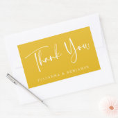Aangepast script Modern Yellow Weddenschap Bedankt Rechthoekige Sticker (Envelop)