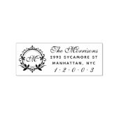 Aangepast script Monogram Achternaam Retouradres Rubberstempel (Afrduk)