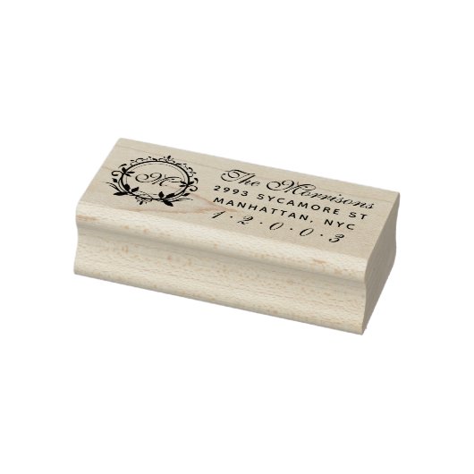 Aangepast script Monogram Achternaam Retouradres Rubberstempel (Stempel)