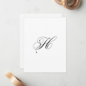 Aangepast script monogram "H" Notitiekaartje (Voorkant / Achterkant in situ)