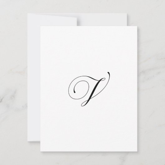 Aangepast script monogram "V" Notitiekaartje (Voorkant)