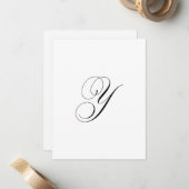 Aangepast script monogram "Y" Notitiekaartje (Voorkant / Achterkant in situ)