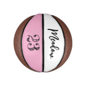 Aangepast script Naam Nummer Zwart Wit Basketbal (Verticaal)