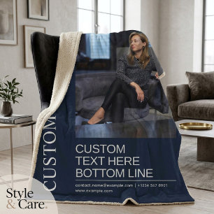 Aangepast script Navy Stijlvol Creatief Sherpa Deken