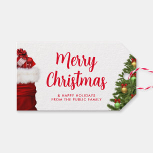 Aangepast script rood groen vrolijk kerstfeest vak cadeaulabel