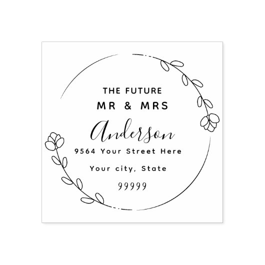 Aangepast script Toekomst Mr & Mrs Retouradres Rub Rubberstempel (Afrduk)