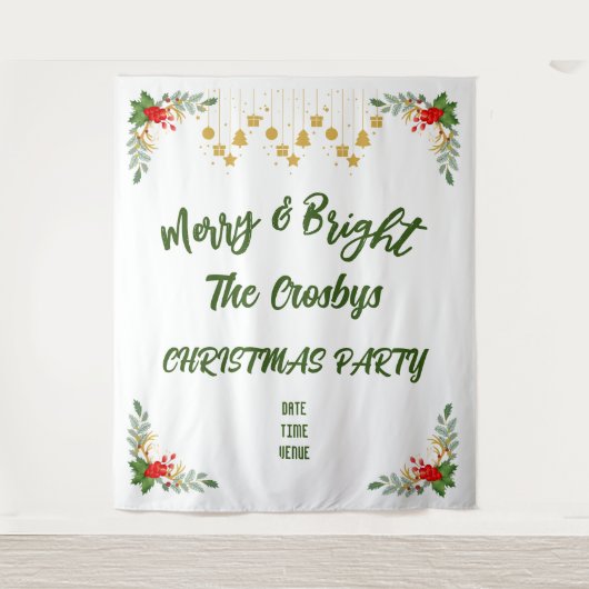 Aangepast script voor Merry and Bright Kerstparty Wandkleed (Voorkant)