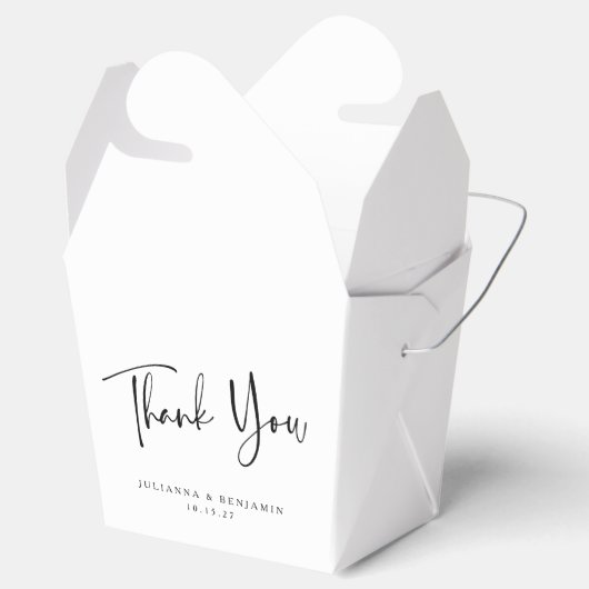 Aangepast script zwart-wit bruiloft Bedankt Bedankdoosjes (Geopend)