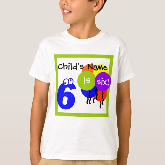 Aangepast shirt voor kinderen: vul de naam "is 6" (Voorkant)