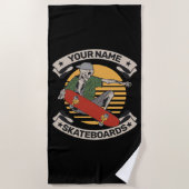 Aangepast skateboard nose Grab Skeleton Skater Strandlaken (Voorkant)