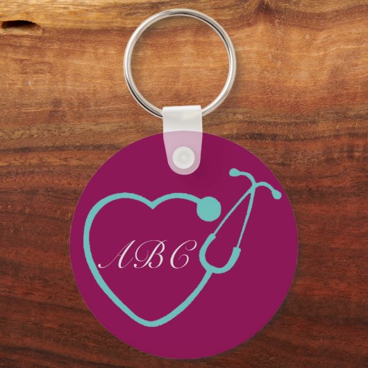 Aangepast Sleutelhanger Monogram Stethoscoop (Voorkant)