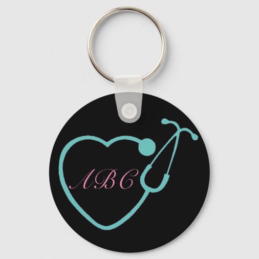 Aangepast Sleutelhanger Monogram Stethoscoop (Voorkant)