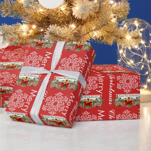 Aangepast Snowflake Holiday Wrapping Paper Cadeaupapier (Feestdagen)