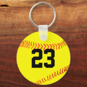 Aangepast Softball Player-nummer of -Initiaal Sleutelhanger (Voorkant)