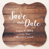 Aangepast sparen onze datum Hout-bruiloft Kartonnen Onderzetters (Voorkant)